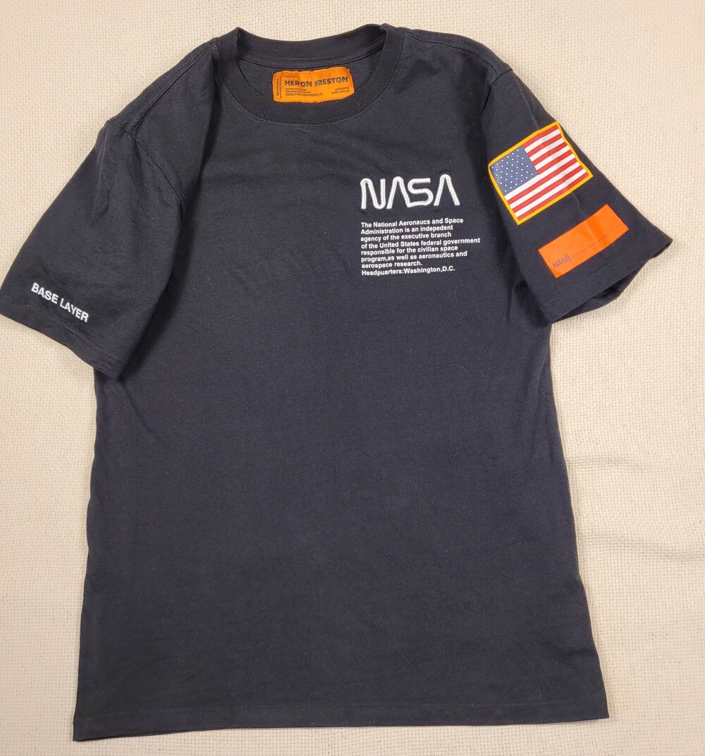 Heron Preston NASA Shirt Mens Medium Black Base Layer Fall/Winter 1990 Aerospace
